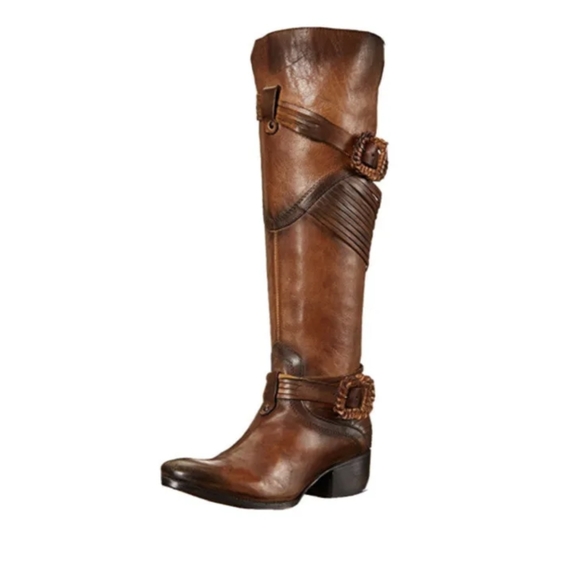 RARE Freebird by Steven "Stela" Braided Boots Burnished Cognac Brown Siz… - Picture 2 of 10